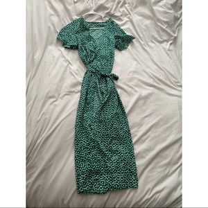 Green floral Wrap Dress